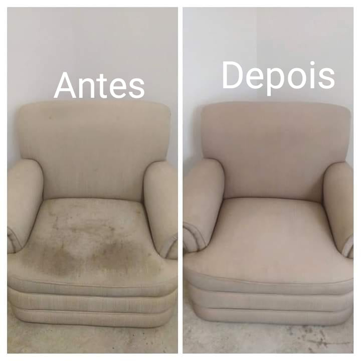 Sofá com sujeira invisível antes da higienização