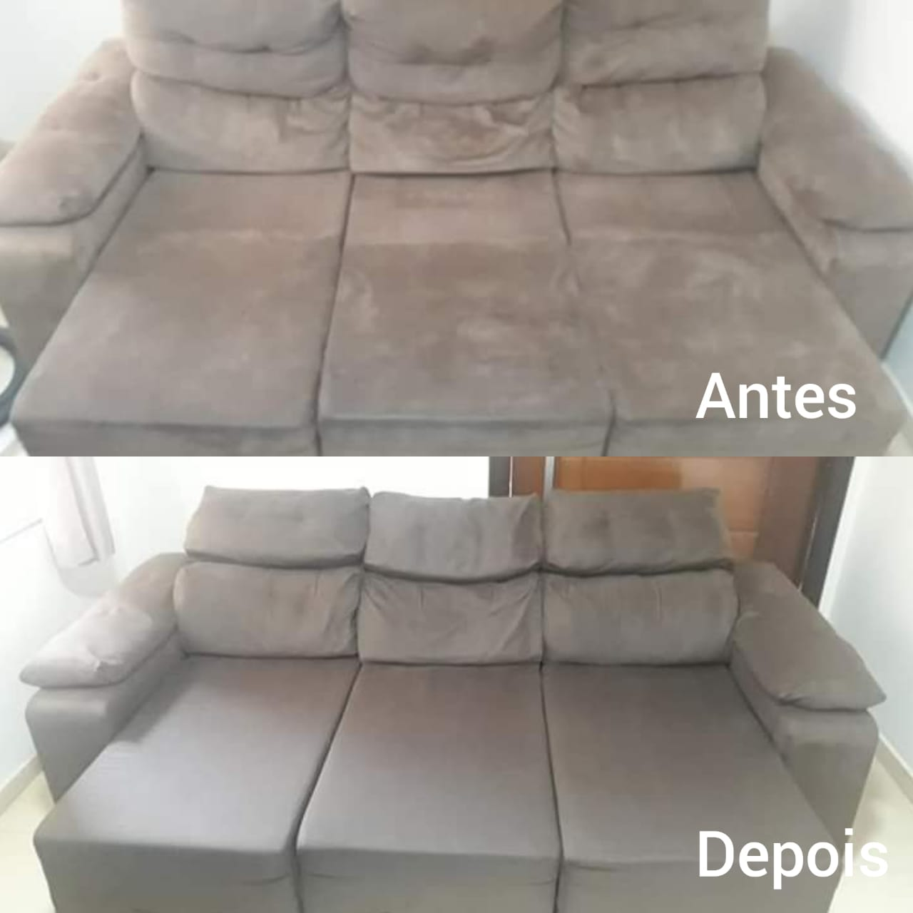 Antes e depois — sofá retrátil