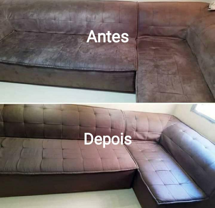 Antes e depois — sofá marrom
